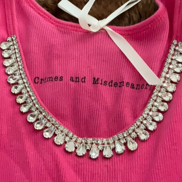 Crimes & Misdemeanors pink jeweled tank top small absolutely stunning - Picture 2 of 5